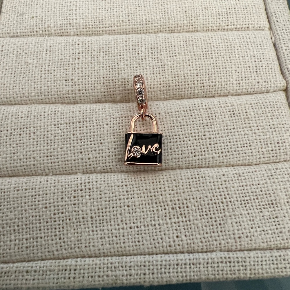 Pandora RETIRED 14K Rose Love Padlock Dangle Retired